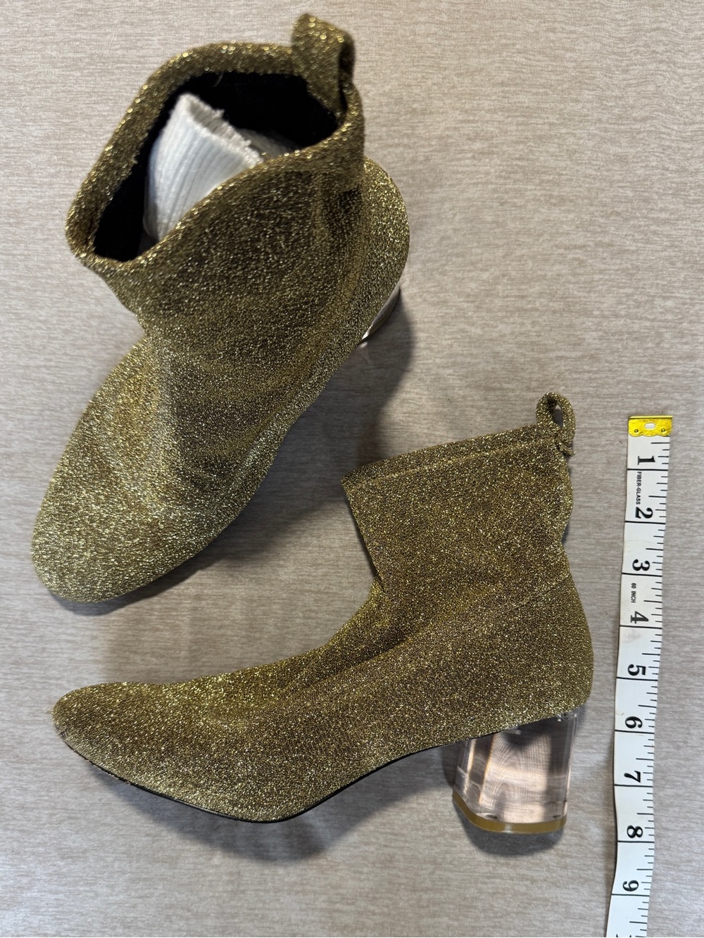 Katy Perry Collections Gold Glitter Clear Block Heel Ankle Boots